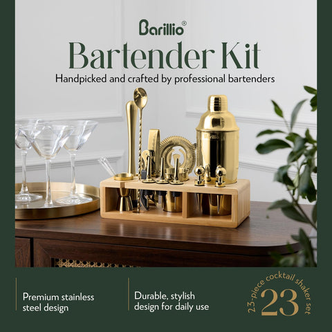 Barillio Gold Cocktail Shaker with premium finish for stylish mixing.
