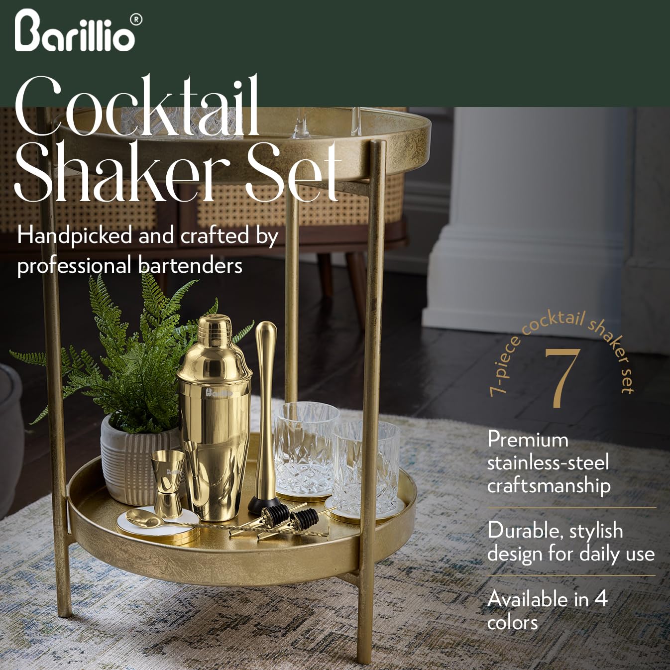 Barillio Gold Mixology Kit: spiral spoon for smooth stirring and layered drinks