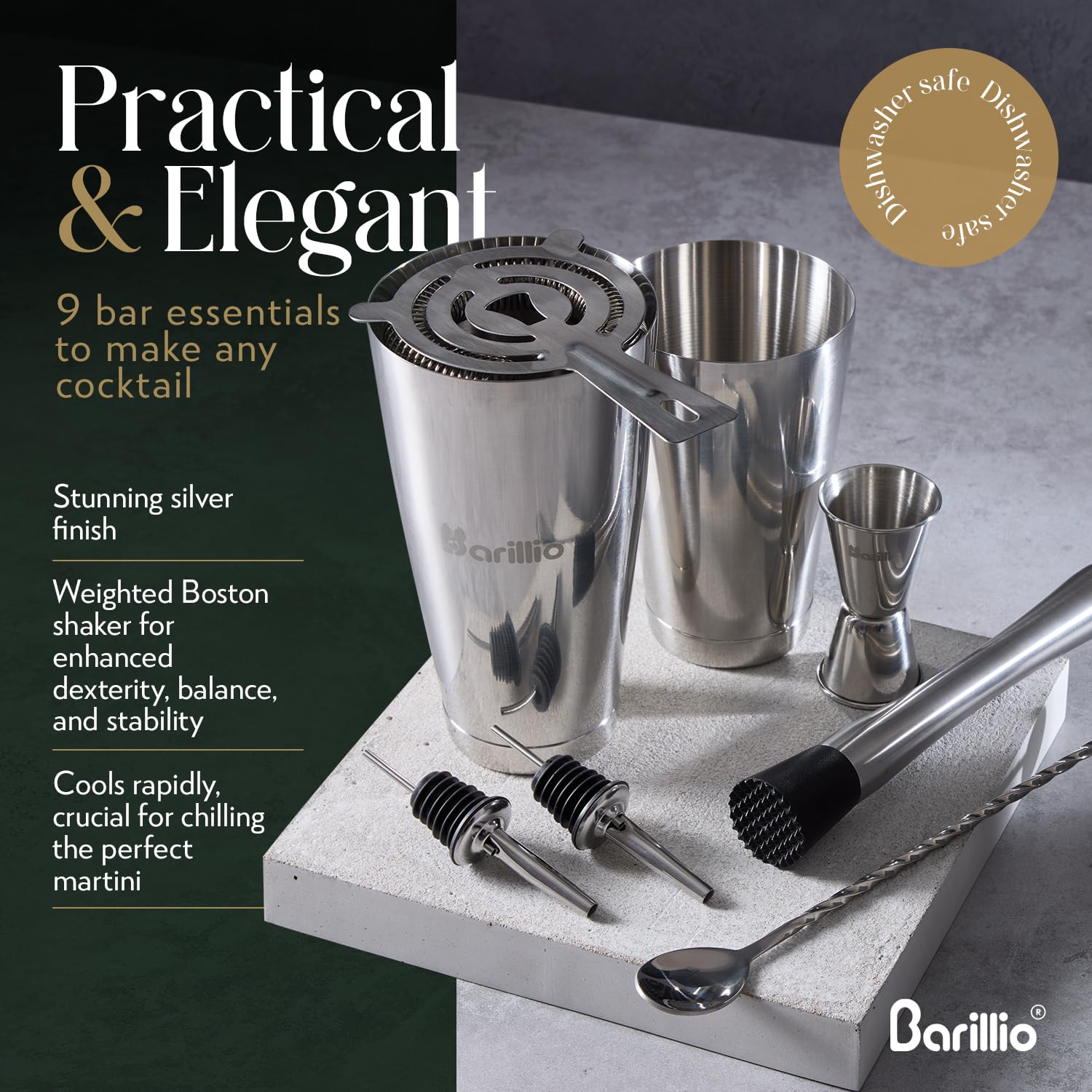 Barillio jigger and pourer included for accurate measurements