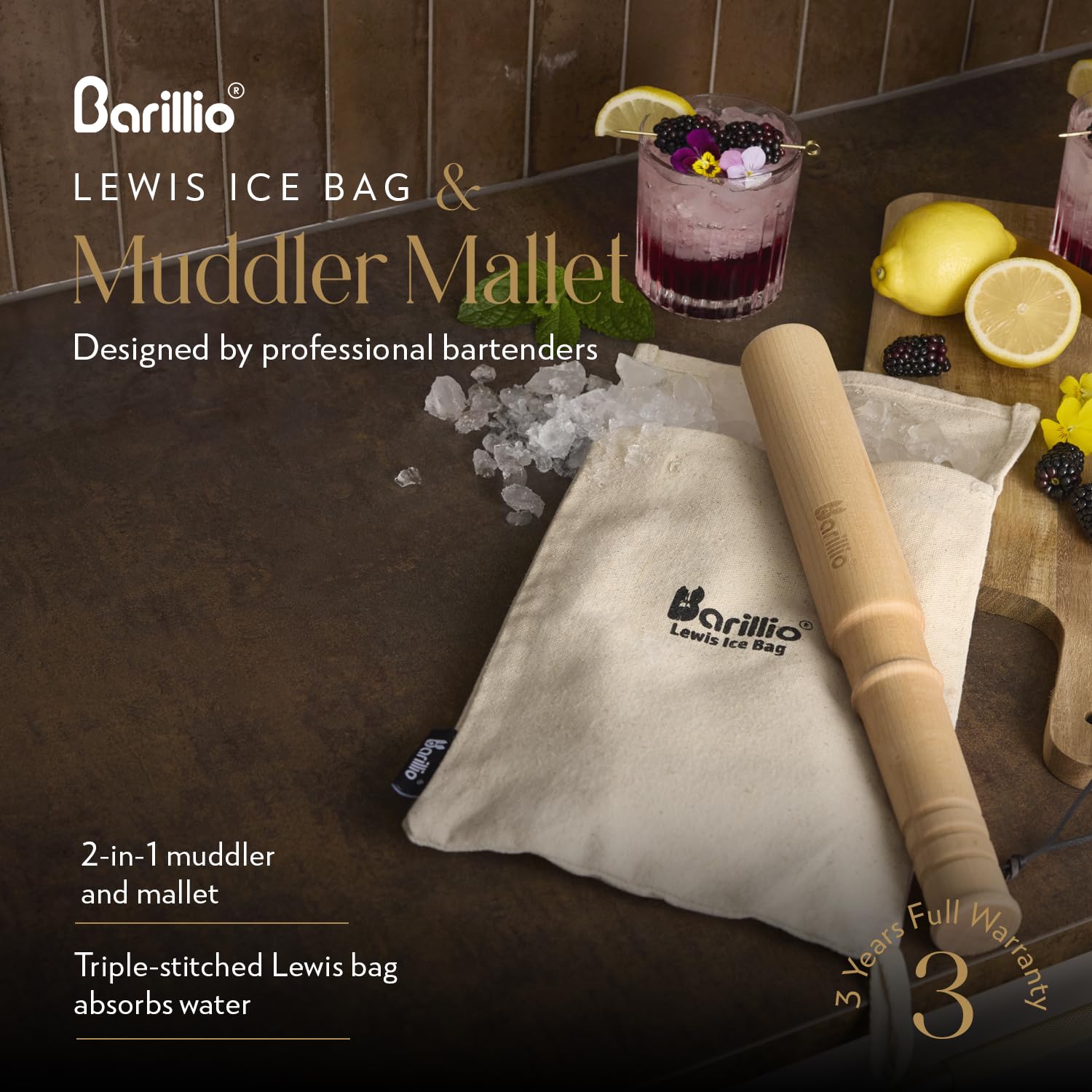 Barillio Lewis bag triple-stitch absorbs moisture to prevent dilution