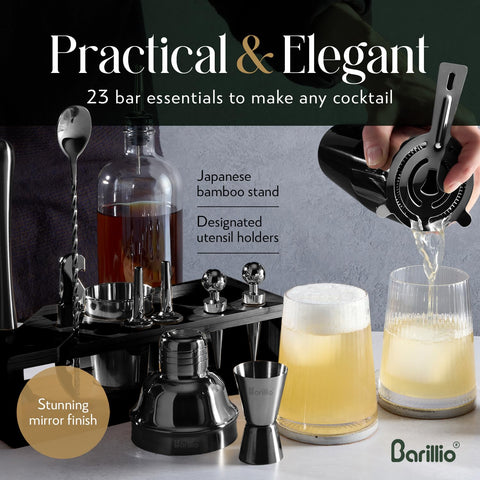 Barillio mixology tools in use during home cocktail night