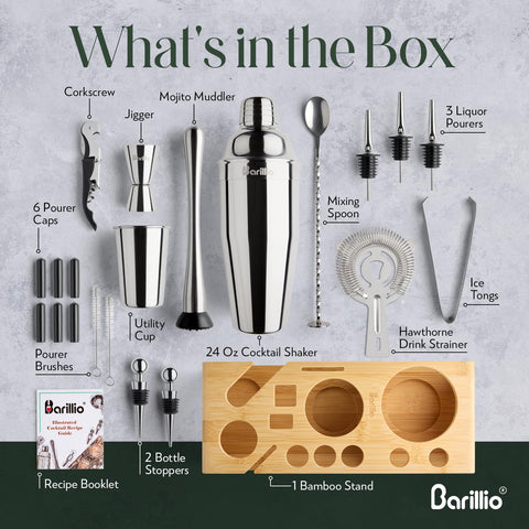 Barillio muddler and mixing spoons enable quick muddling and precise stirring.