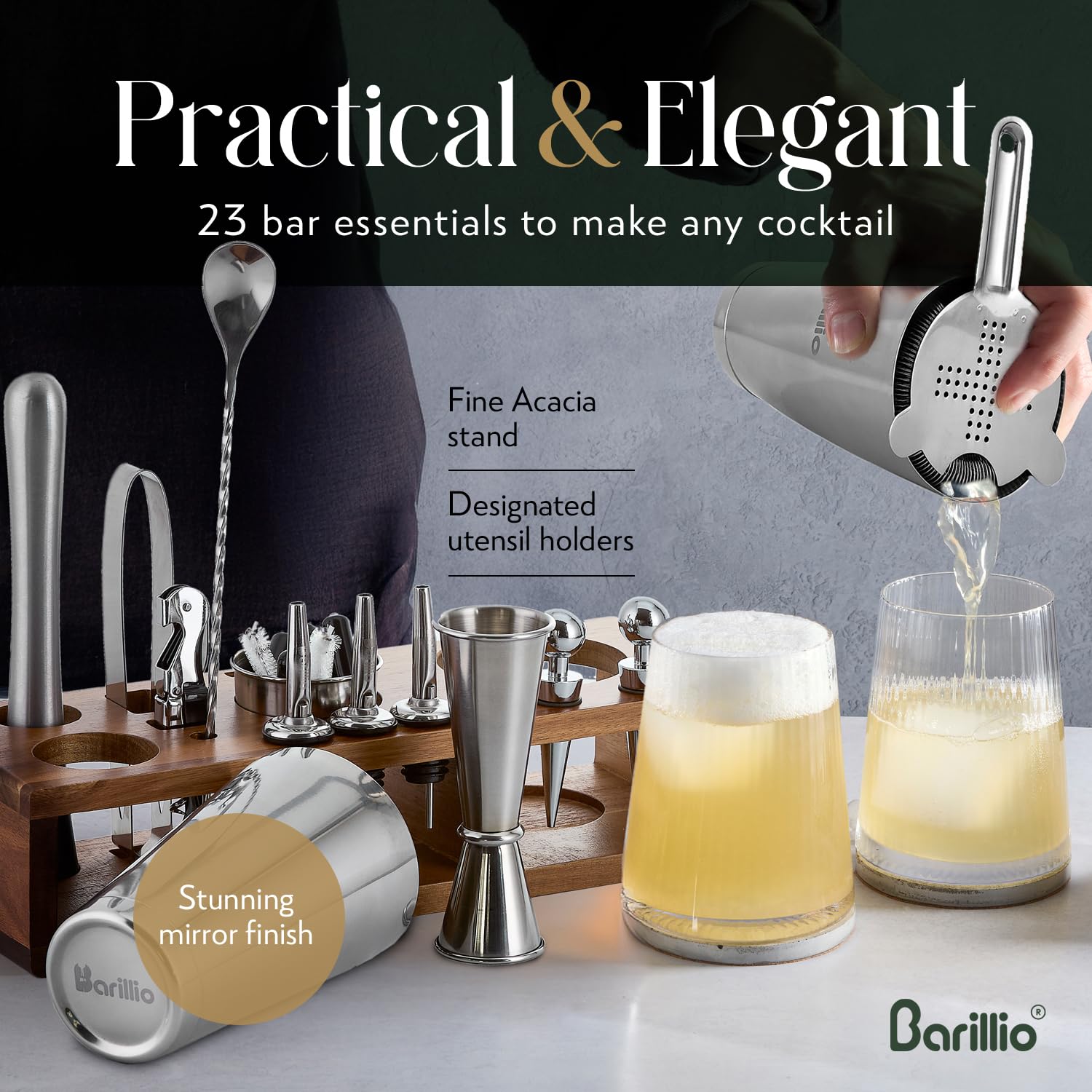 Barillio premium cocktail tools—dishwasher-friendly and easy to clean.