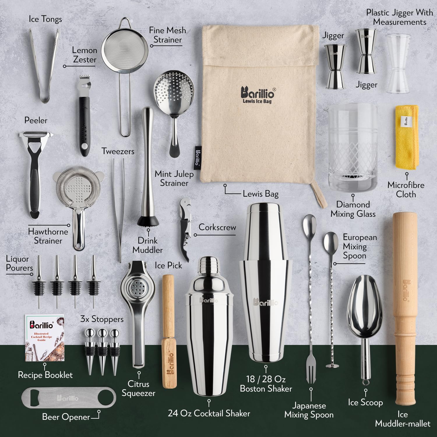 Barillio Pro Edition diamond mixing glass for precise blends.