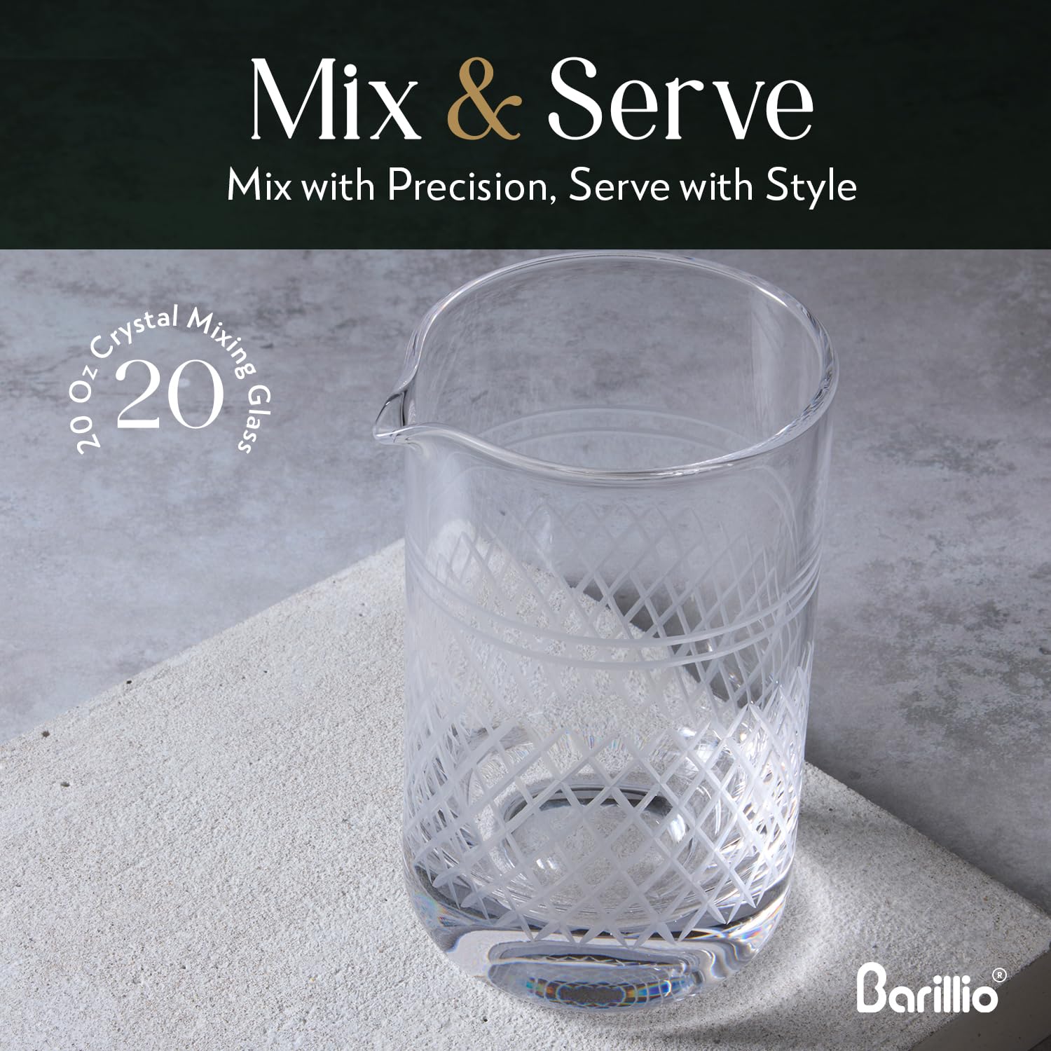 Barillio seamless weighted mixing glass provides stability during vigorous stirring.