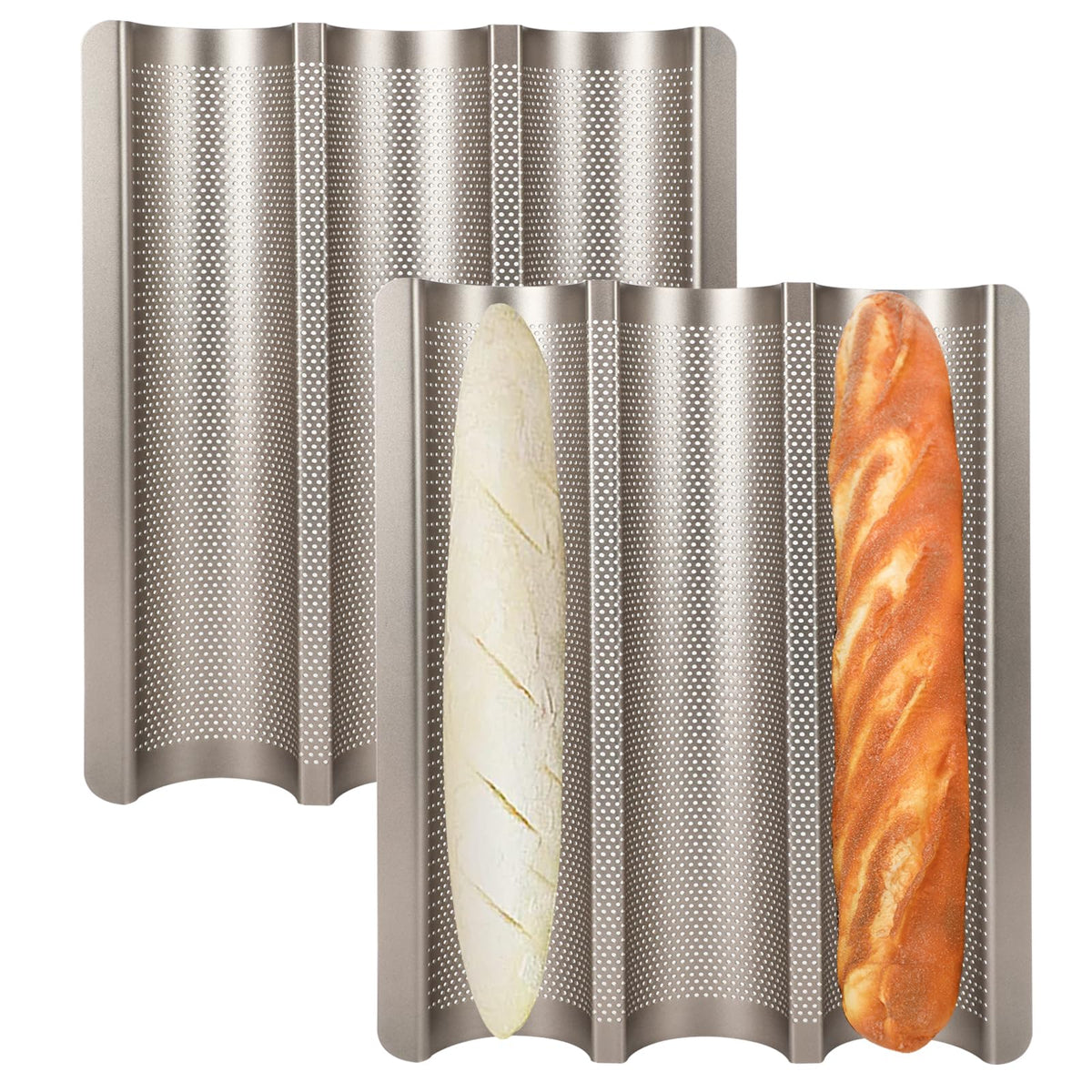 Barlket 2-pack baguette pan front view for even baking results