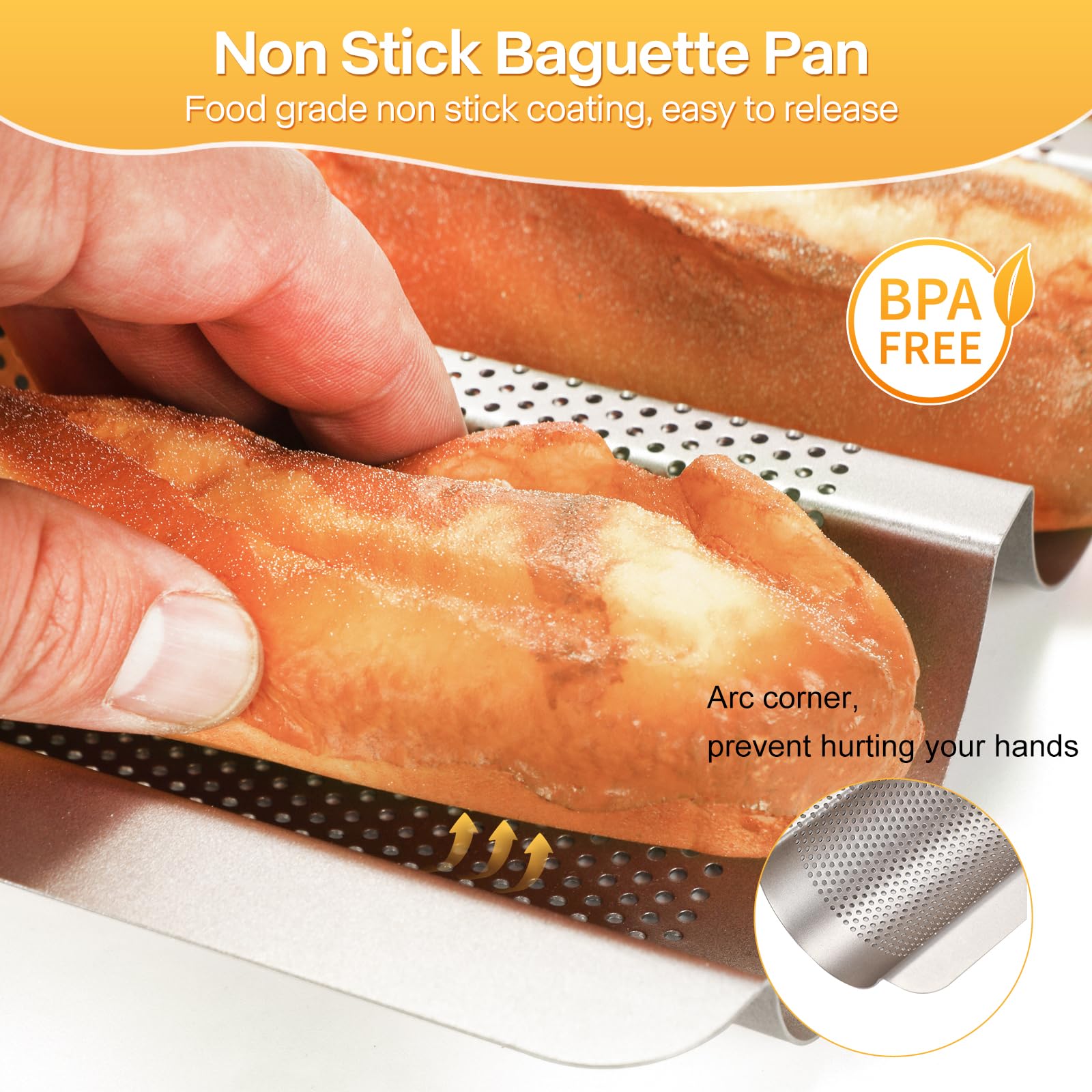 Barlket baguette pan nonstick coating for easy release and cleanup