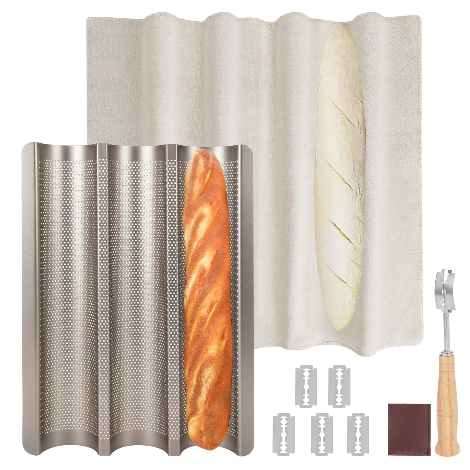Barlket baguette pan perforated surface for even heat and crusty bread
