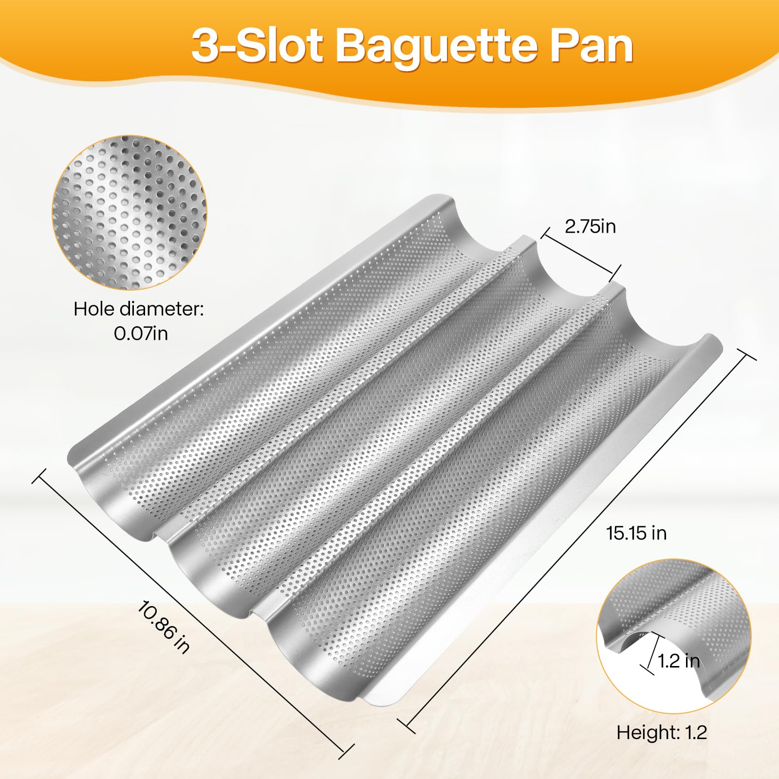 Barlket baguette pan proofing cloth included for ideal dough rise.