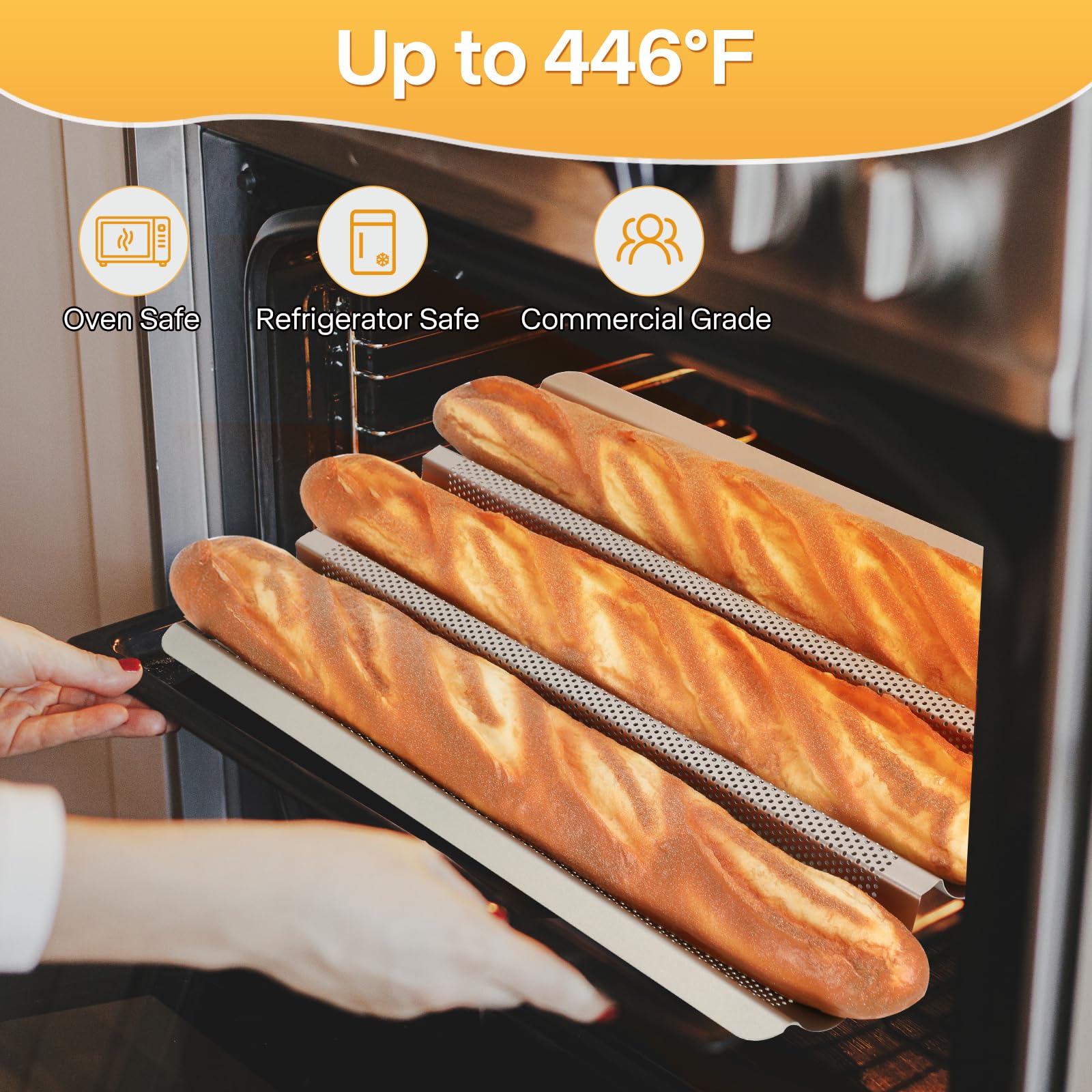 Barlket baguette pan rounded corners prevent kitchen scratches