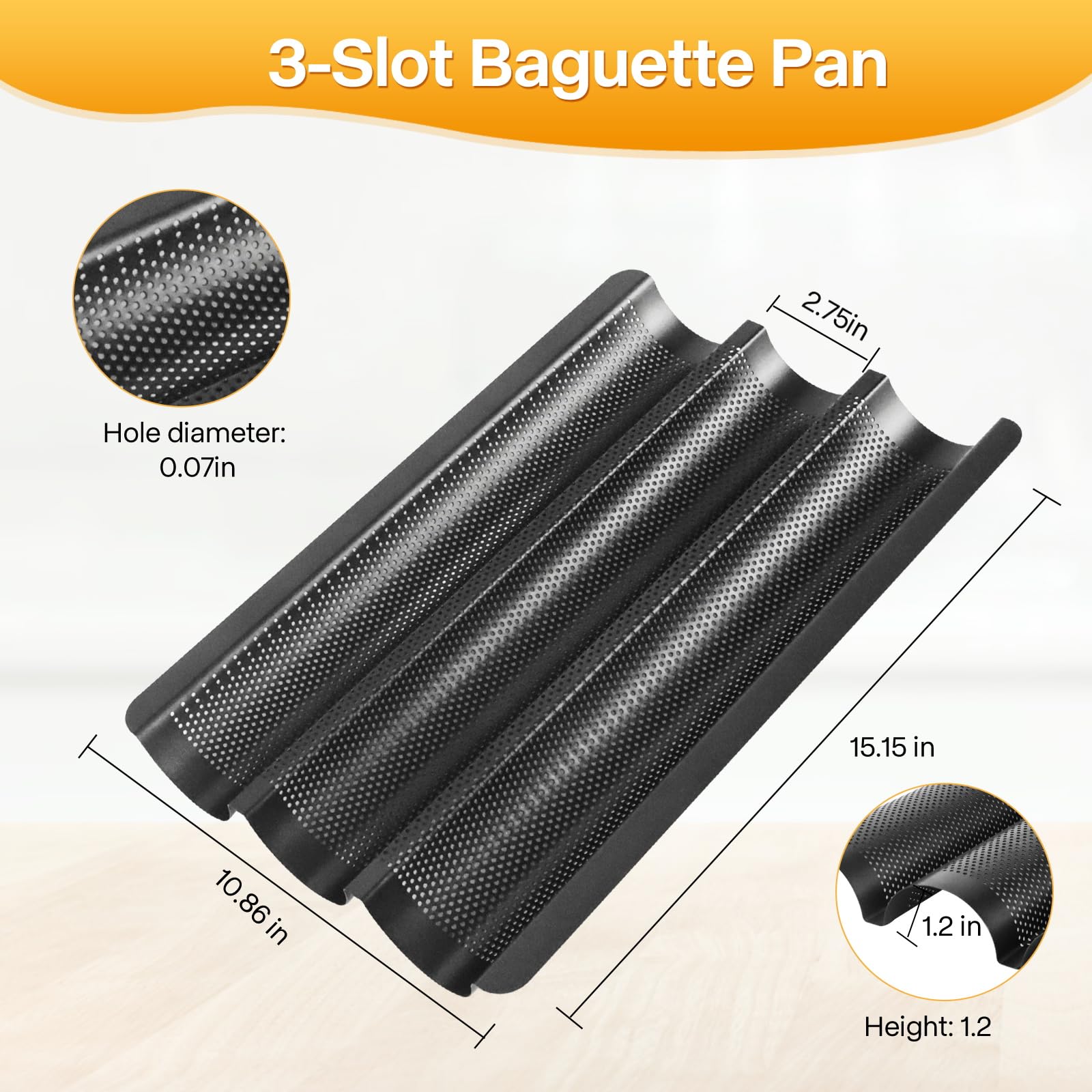 Barlket baguette pan sturdy carbon steel ensures even heat distribution.