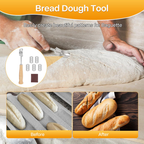 Barlket baguette pan wide handles for secure grip during use.