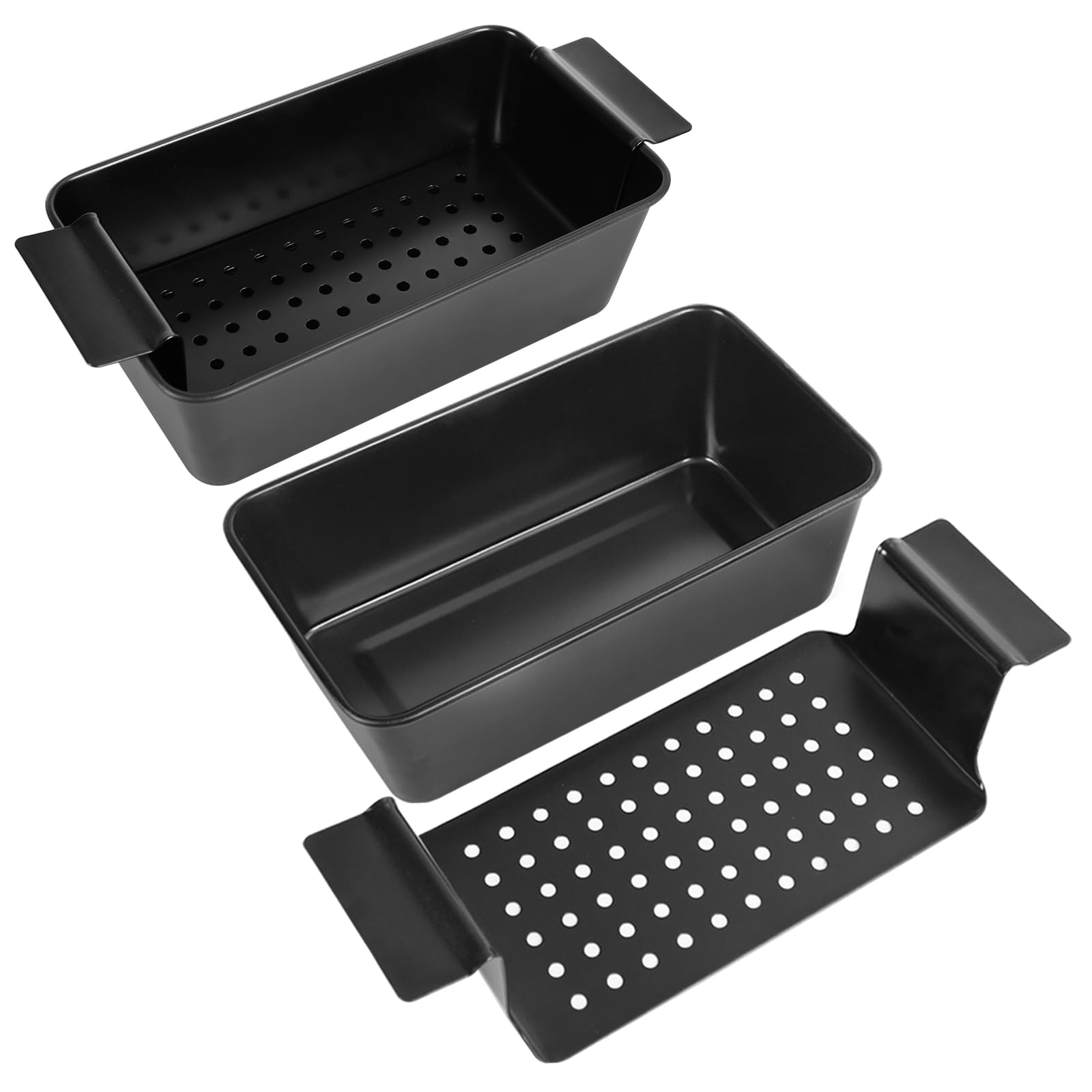Barlket meatloaf pan with drain tray front view shows grease drainage for healthier baking