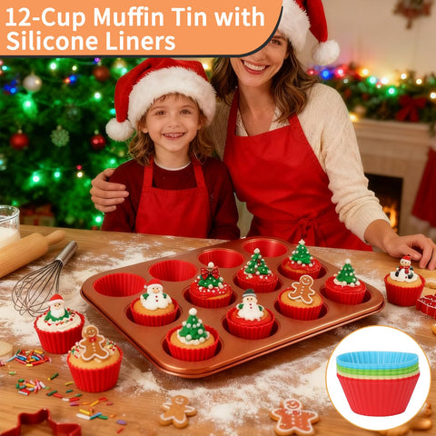 Barlket 12-cup muffin pan for evenly baked muffins and quick cleanup.