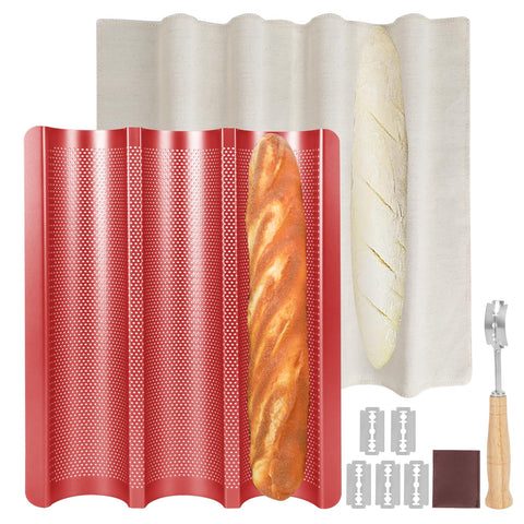 Barlket perforated baguette pan bottom holes for crispy crust and even bake
