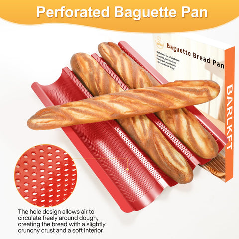 Barlket perforated bottom promotes airflow for even baking