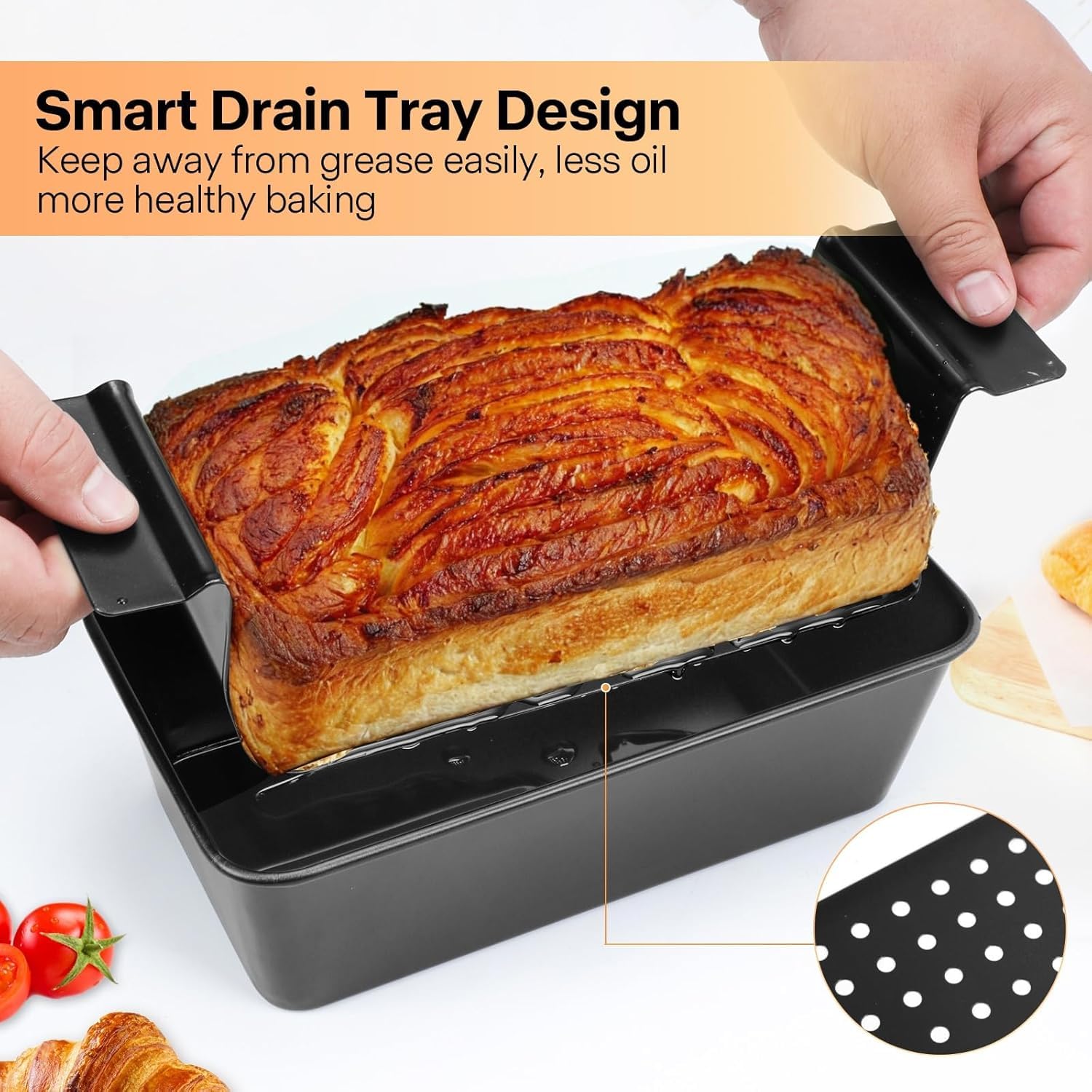 Barlket perforated insert close-up emphasizes easy release and grease drainage