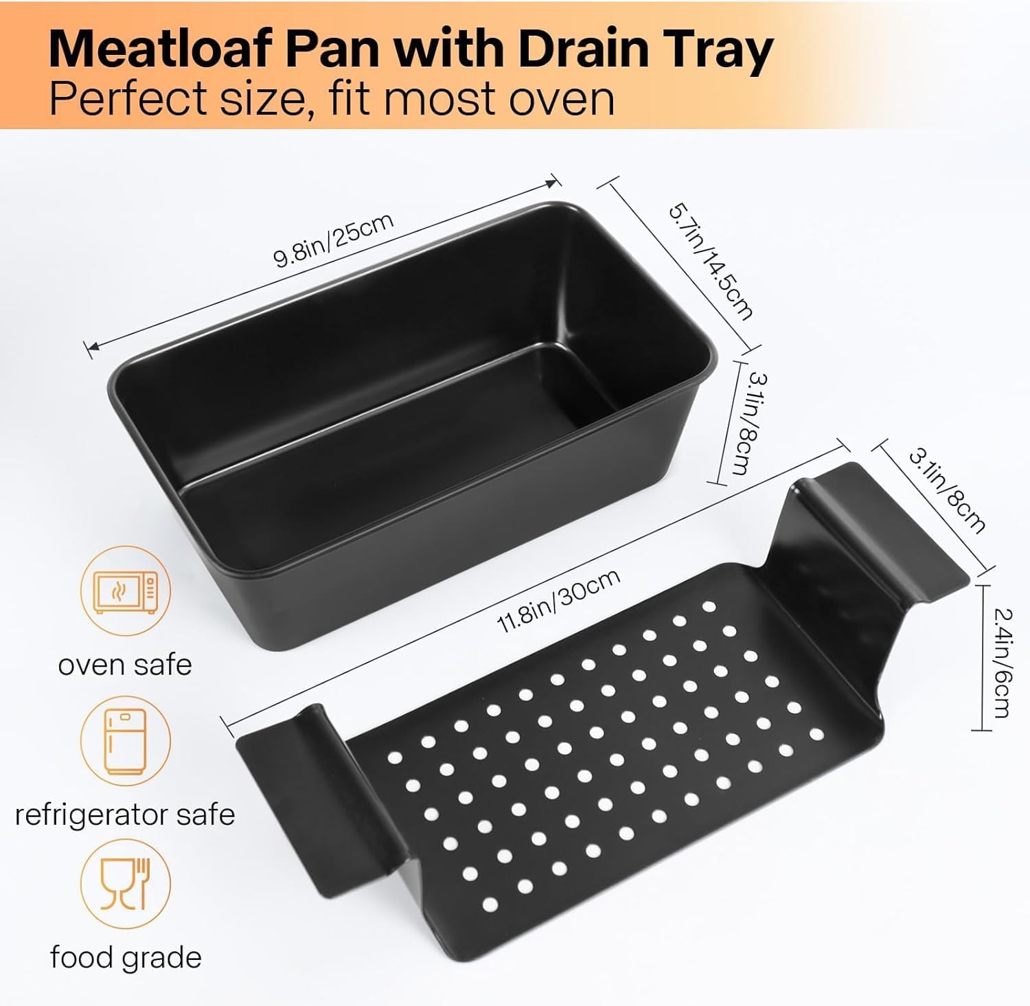 Barlket wide handles on loaf pan and tray enable safe hot handling