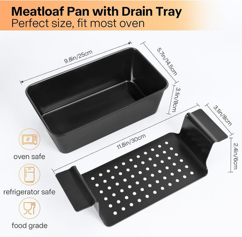 Barlket wide handles on loaf pan and tray enable safe hot handling
