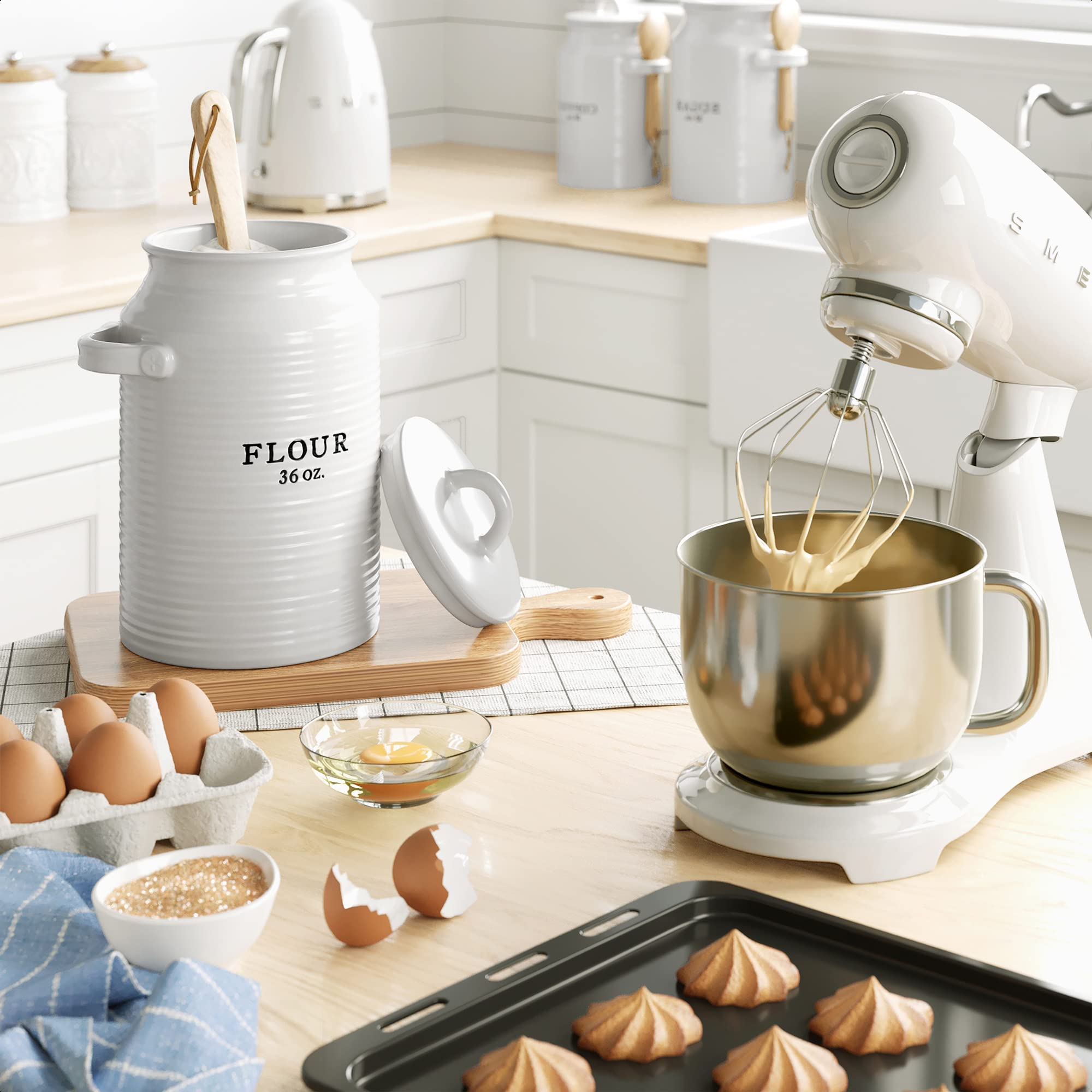 Barnyard Designs Abbey Collection flour container adds rustic charm to any kitchen.