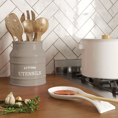 Barnyard Designs close-up glaze reveals warm taupe finish and rustic texture