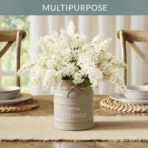 Barnyard Designs taupe ceramic crock measures 6 x 6.75 inches