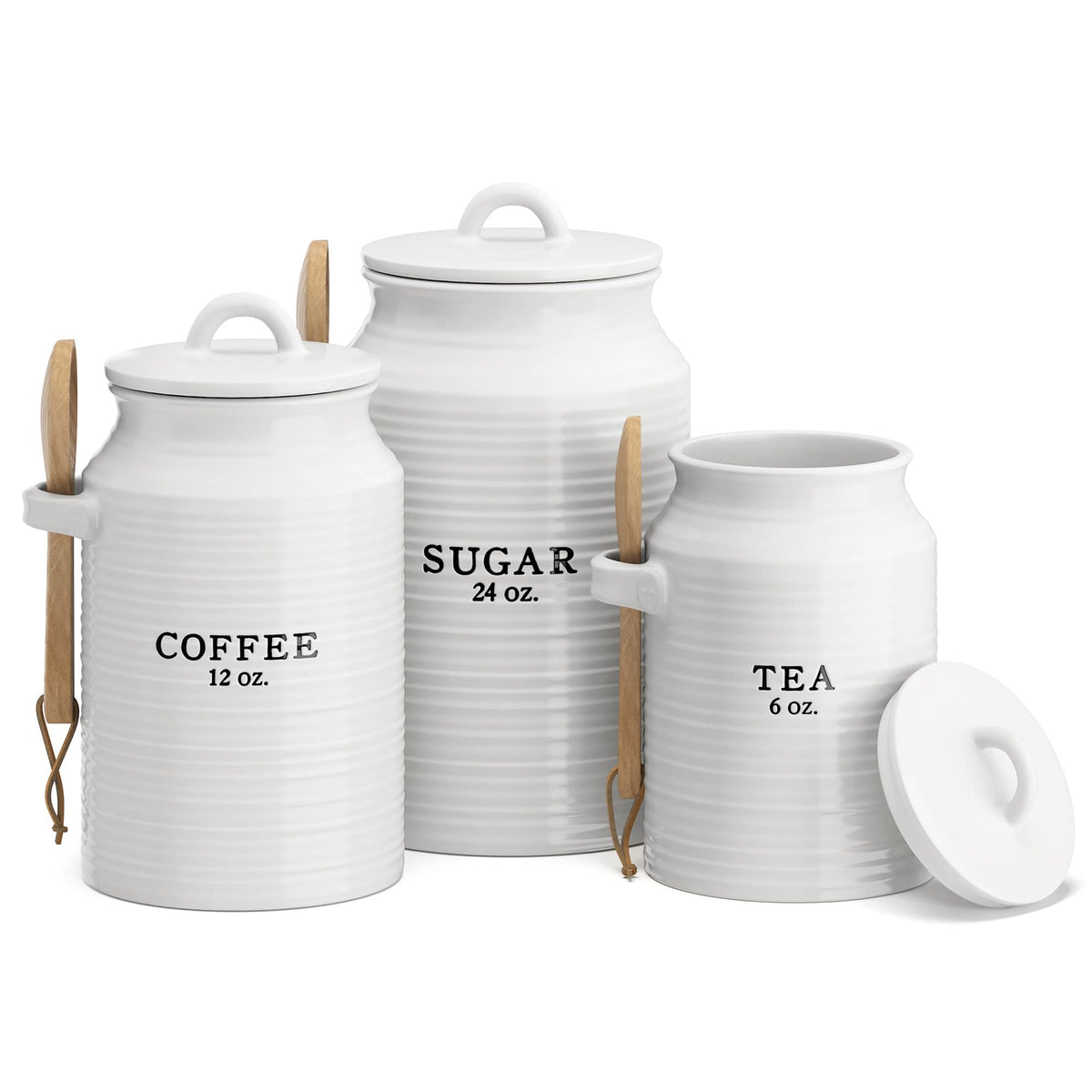Barnyard Designs coffee canister set on counter keeps coffee fresh and accessible.