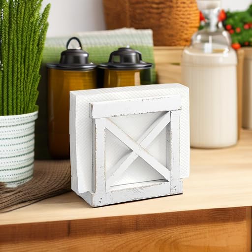 Barnyard Designs rustic napkin holder on dining table adds charm