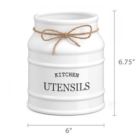 Barnyard Designs white utensil holder adds chic vintage French country styling