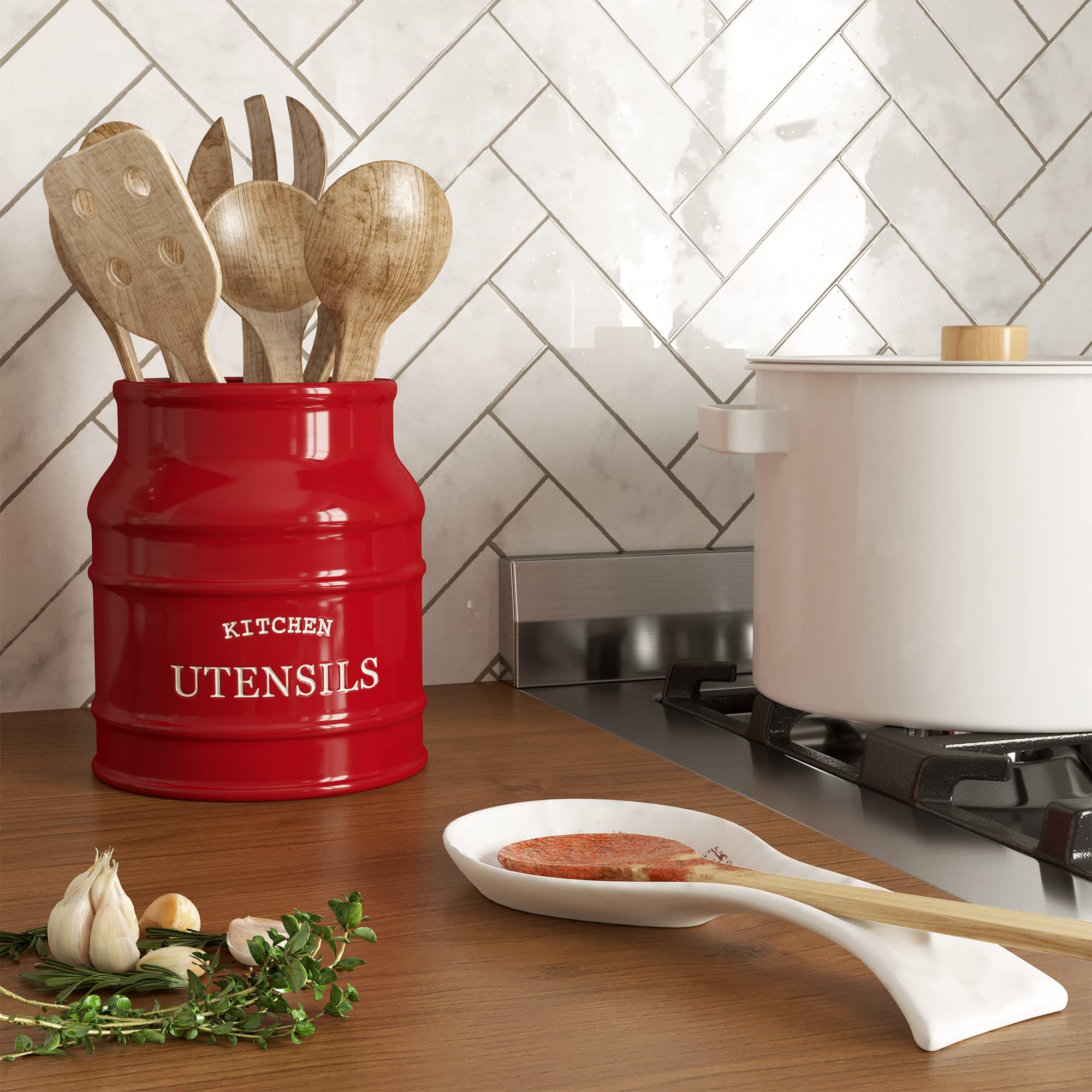 Barnyard Designs French country kitchen decor accent in red for homes.