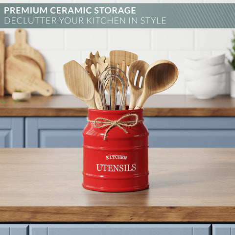Barnyard Designs countertop accessory for easy utensil access during cooking.
