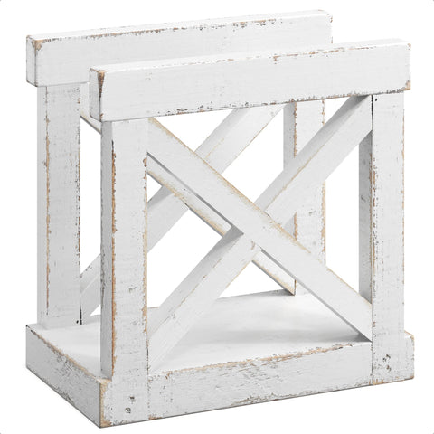 Barnyard Designs white vintage napkin dispenser blends with everyday tables