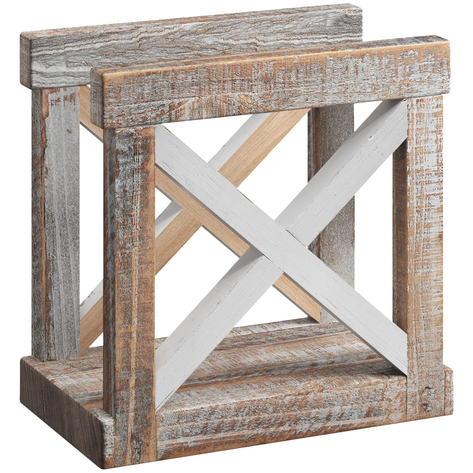 Barnyard Designs napkin holder enhances kitchen decor with farmhouse style.