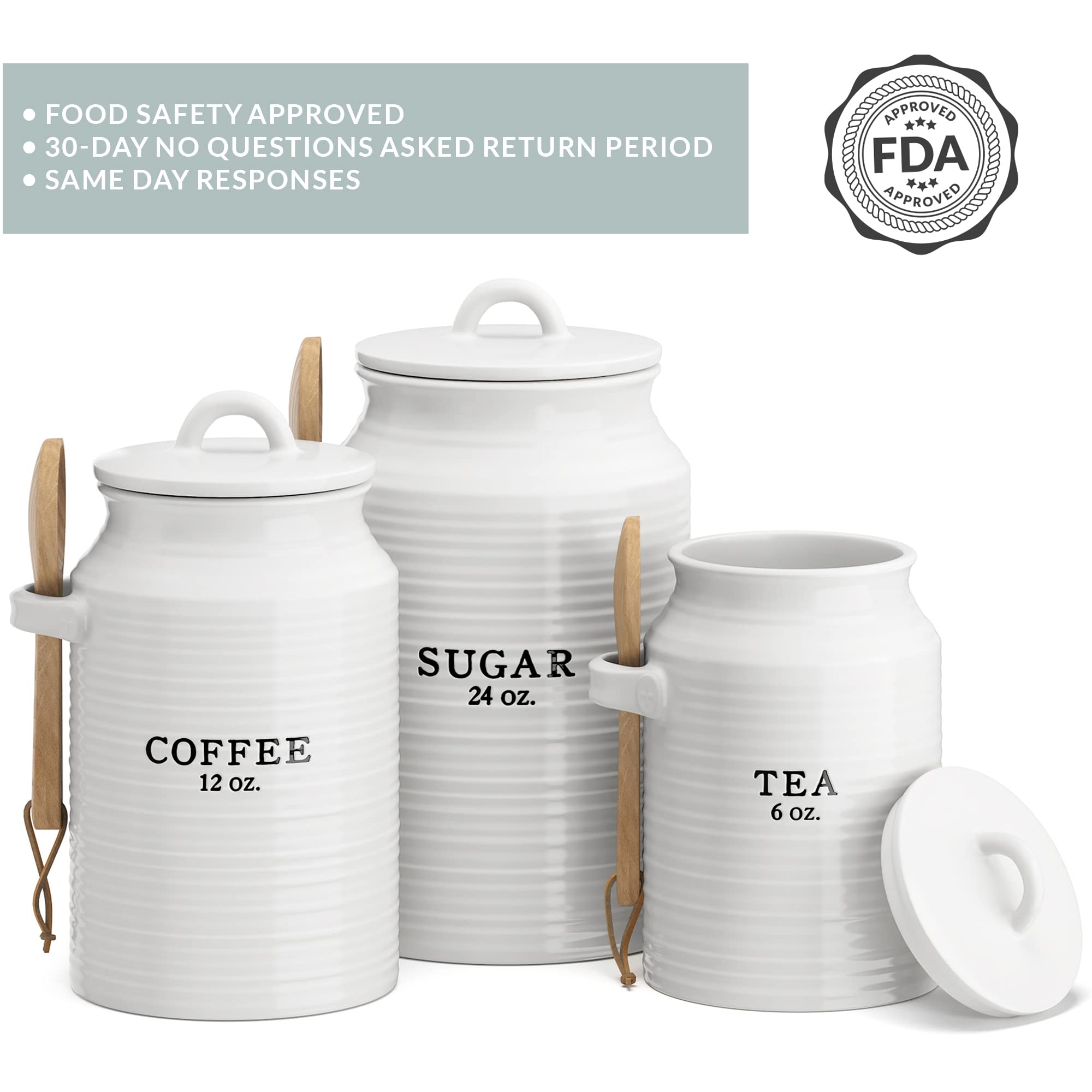 Barnyard Designs kitchen canisters feature chic vintage font for stylish storage.
