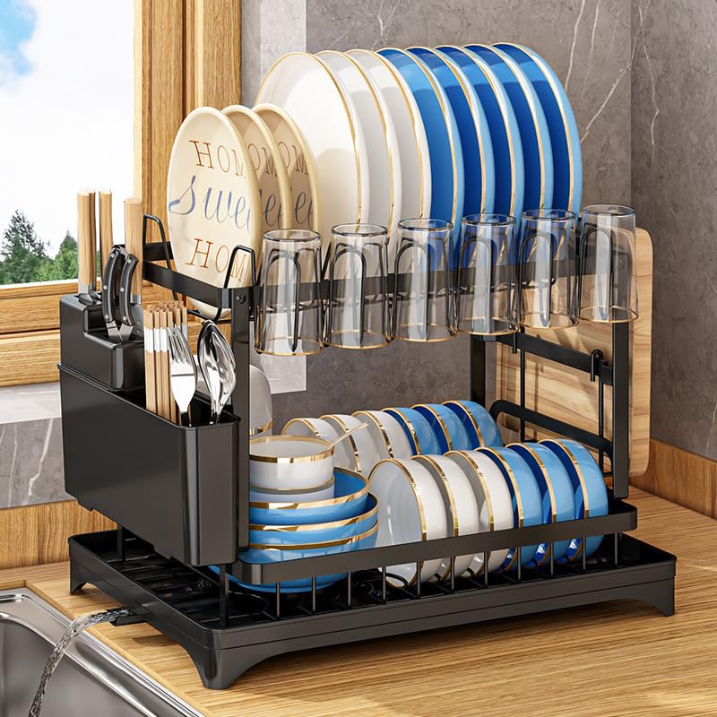 Barphygo 2-Tier Dish Rack, plate rack, space-saving counter organization