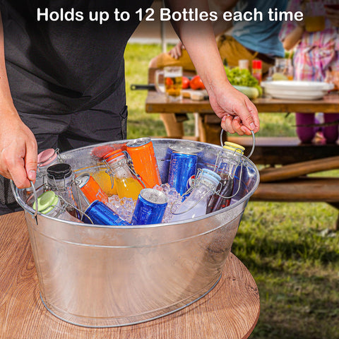 BARsics large 6-gallon beverage tub features rust-resistant galvanized tin.