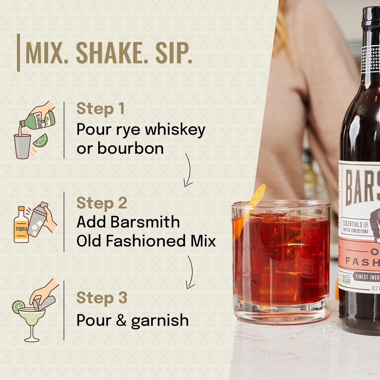 Barsmith Old Fashioned Mix bourbon-cocktail-prep - conveniently creates depth in whiskey drinks