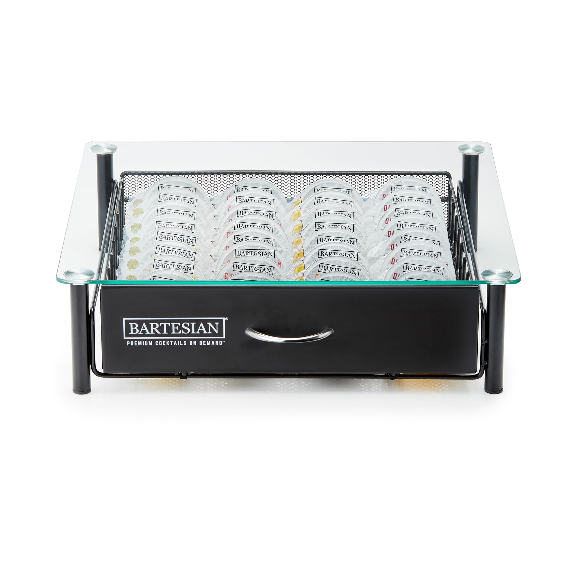 Bartesian capsule drawer top view keeps capsules tidy for quick mixology