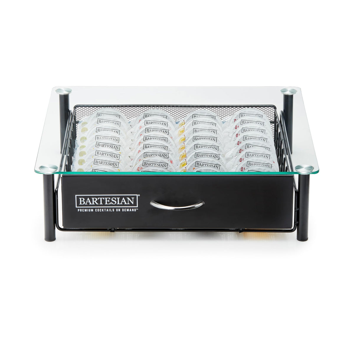 Bartesian capsule drawer top view keeps capsules tidy for quick mixology