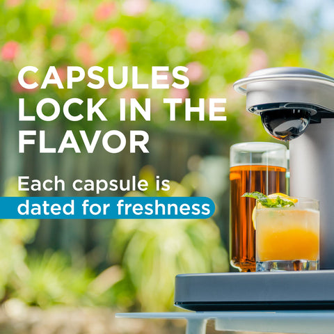 Bartesian mocktail to strong options guide customization via capsule selection.