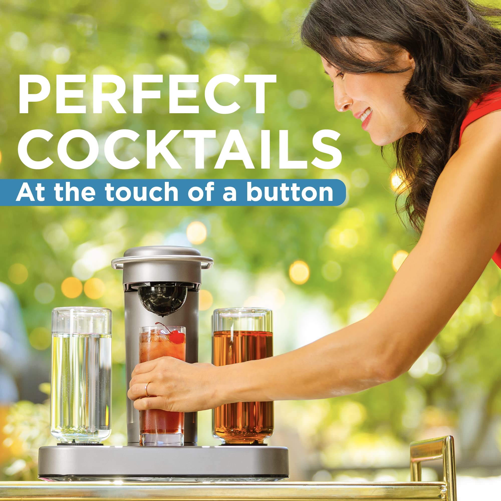 Bartesian push-button operation close-up for effortless drink mixing.
