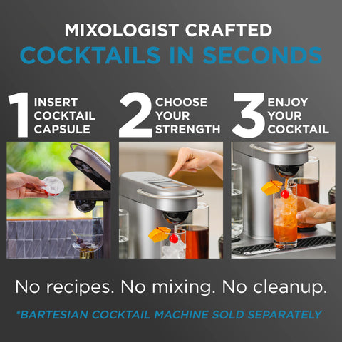 Bartesian variety shows exclusive and seasonal cocktail capsules for home bartenders.