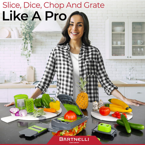 Bartnelli chopper pro large container keeps chopped ingredients neatly collected