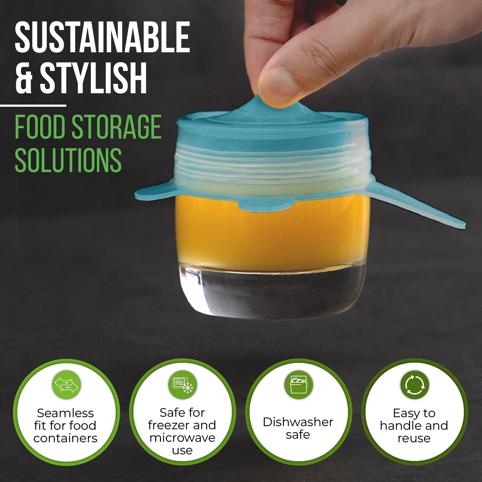 Basic Haus Aqua Mist stretch lid on a 3-inch container, versatile for lids replacement.