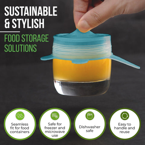 Basic Haus Aqua Mist stretch lid on a 3-inch container, versatile for lids replacement.
