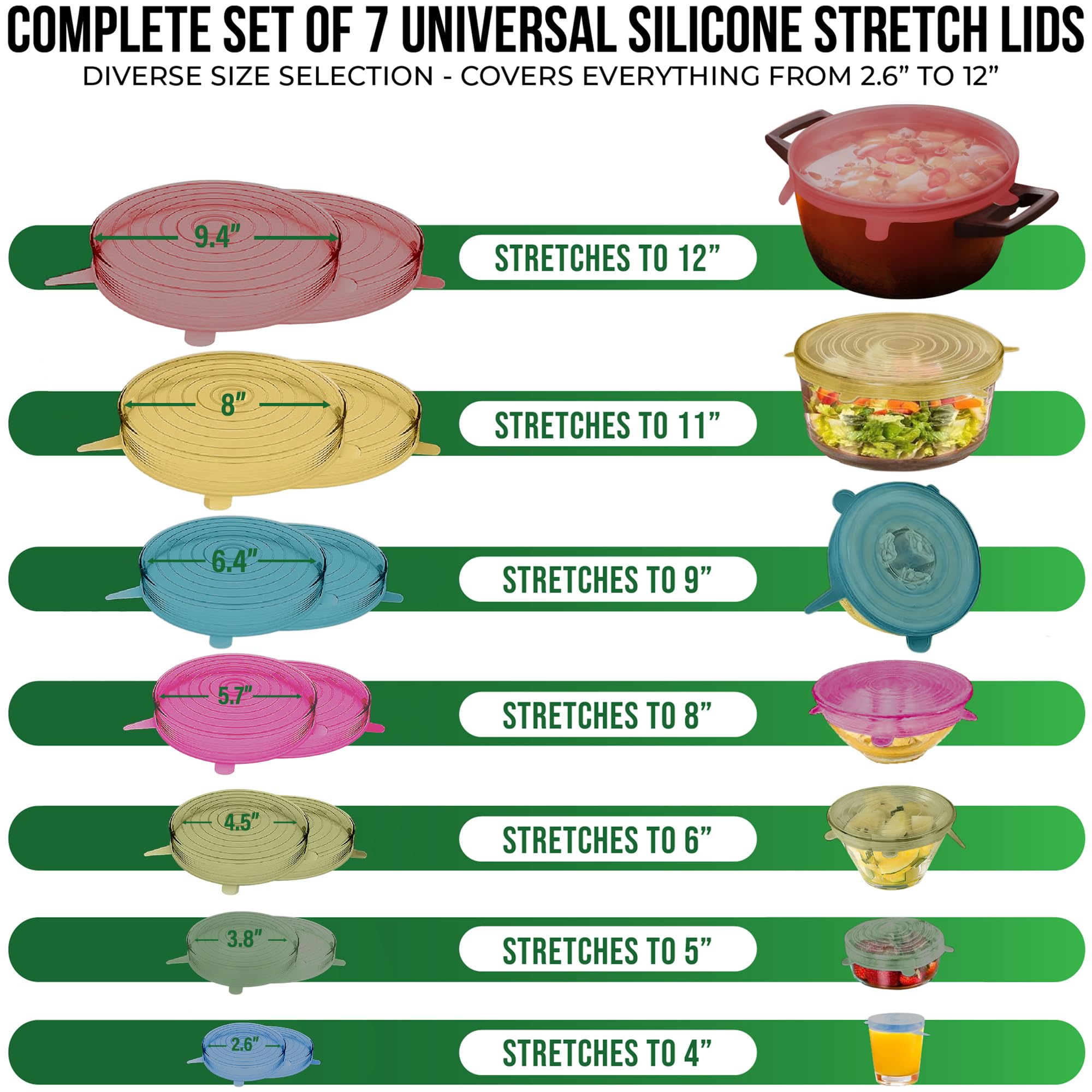 Basic Haus silicone lids fit bowls and containers with flexible stretch.