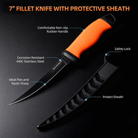 BasicGear Fillet Knife nonstick coating reduces sticking for easy cleanup.