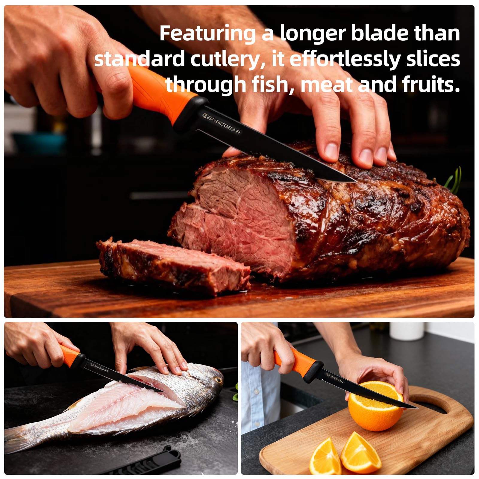BasicGear Fishing knife ready for boat, camp, or kitchen prep.