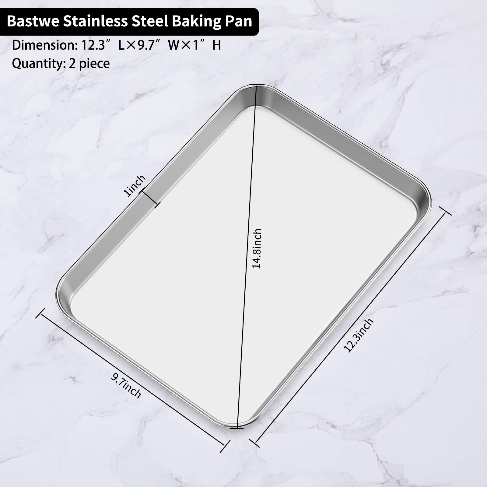 Bastwe 12x10 inch baking pan for versatile cookies, rolls, and desserts