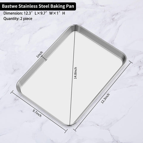 Bastwe 12x10 inch baking pan for versatile cookies, rolls, and desserts
